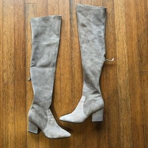 Gray / Taupe Over The Knee Suede Boots - LIKE NEW